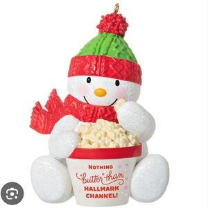 Hallmark Snowman Ornament with Popcorn Bowl